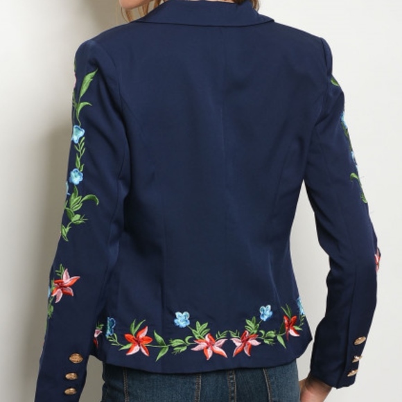 NAVY FLORAL BLAZER - Picture 3 of 7